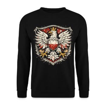 Polen Adler Wappen – Polnischer Adler Grunge - Unisex Pullover - Schwarz - Vorne - Alina (178cm) & Michal (187cm)