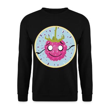 Cuddly raspberry face motif - Unisex Sweatshirt - black - Front - Alina (178cm) & Michal (187cm)