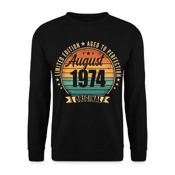 Vintage August 1974 Anniversary Limited Edition - Unisex Sweatshirt - black - Front - Alina (178cm) & Michal (187cm)