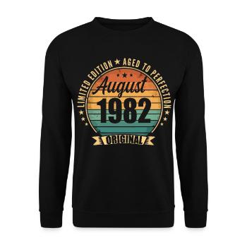 Vintage August 1982 Jubiläums-Limited Edition - Unisex Pullover - Schwarz - Vorne - Alina (178cm) & Michal (187cm)
