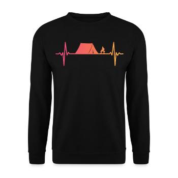 Campingzelt Sonnenuntergangs-Herzschlagzelt - Unisex Pullover - Schwarz - Vorne - Alina (178cm) & Michal (187cm)