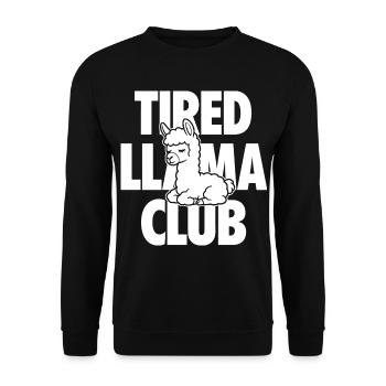 Tired Llama Club müdes Lama - Unisex Pullover - Schwarz - Vorne - Alina (178cm) & Michal (187cm)