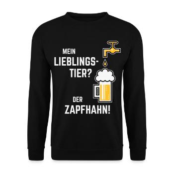 Mein Lieblingstier? Der Zapfhahn! (Bier / 3C) - Unisex Pullover - Schwarz - Vorne - Alina (178cm) & Michal (187cm)