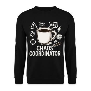 Chaos Coordinator Kaffee: Geschenk für die beste M - Unisex Pullover - Schwarz - Vorne - Alina (178cm) & Michal (187cm)