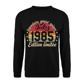 Anniversaire Juillet 1985 Vintage Cadeau - Sweat-shirt Unisexe - noir - Devant - Alina (178cm) & Michal (187cm)
