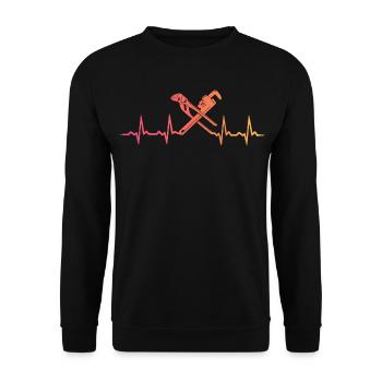 Heating Engineer Sunset Plumber's Heartbeat - Unisex Sweatshirt - black - Front - Alina (178cm) & Michal (187cm)