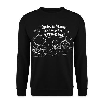 KiTaAbschied: KleinerBär geht zur KiTa - Unisex Pullover - Schwarz - Vorne - Alina (178cm) & Michal (187cm)