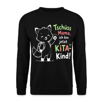 Kita Abschied Fox Illustration - Unisex Pullover - Schwarz - Vorne - Alina (178cm) & Michal (187cm)