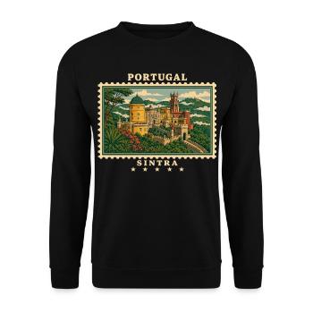 Portugal Sintra Vintage Reisemarke - Unisex Pullover - Schwarz - Vorne - Alina (178cm) & Michal (187cm)