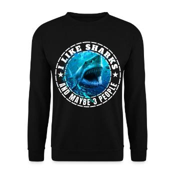 J’AIME LES REQUINS ET PEUT-ÊTRE TROIS PERSONNES - Sweat-shirt Unisexe - noir - Devant - Alina (178cm) & Michal (187cm)