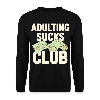 Adulting Sucks Club Rechnungschaos - Unisex Pullover - Schwarz - Vorne - Alina (178cm) & Michal (187cm)
