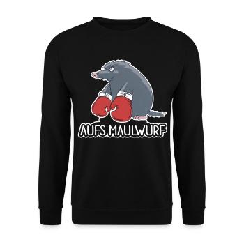 Aufs Maulwurf – Lustiges Cartoon Shirt - Unisex Pullover - Schwarz - Vorne - Alina (178cm) & Michal (187cm)