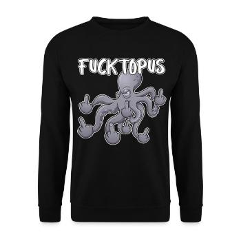 Fucktopuss – Dessin animé de la pieuvre espiègle - Sweat-shirt Unisexe - noir - Devant - Alina (178cm) & Michal (187cm)