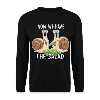 Now we have the salad – Lustige Schnecken - Unisex Pullover - Schwarz - Vorne - Alina (178cm) & Michal (187cm)