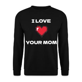 Cœur de pixels J’aime ta mère - Sweat-shirt Unisexe - noir - Devant - Alina (178cm) & Michal (187cm)