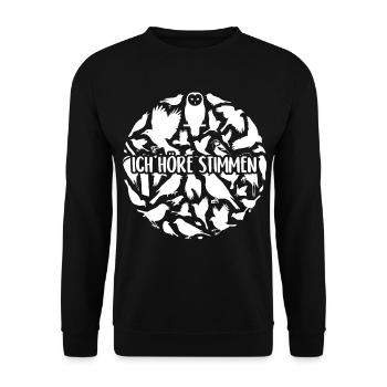 Vogelsilhouetten Vogelstimmen - Unisex Pullover - Schwarz - Vorne - Alina (178cm) & Michal (187cm)