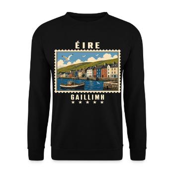 Irland Galway Vintage Reisemarke - Unisex Pullover - Schwarz - Vorne - Alina (178cm) & Michal (187cm)