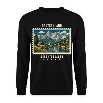 Deutschland Berchtesgaden Vintage Reisemarke - Unisex Pullover - Schwarz - Vorne - Alina (178cm) & Michal (187cm)