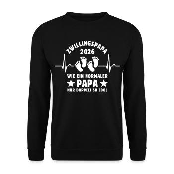 Zwillingspapa 2026 - Cooler Papa - Vatertag - Unisex Pullover - Schwarz - Vorne - Alina (178cm) & Michal (187cm)