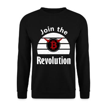 Bitcoin Revolution: Join the Movement - Unisex Pullover - Schwarz - Vorne - Alina (178cm) & Michal (187cm)