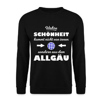 Wahre Schönheit aus dem Allgäu - Unisex Pullover - Schwarz - Vorne - Alina (178cm) & Michal (187cm)