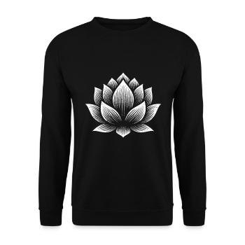 Lotus Silhouette Druck - Unisex Pullover - Schwarz - Vorne - Alina (178cm) & Michal (187cm)