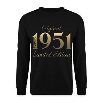 75. Geburtstag Geschenk Original August 1951 - Unisex Pullover - Schwarz - Vorne - Alina (178cm) & Michal (187cm)