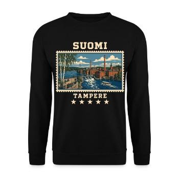 Finnland Tampere Vintage Reisemarke - Unisex Pullover - Schwarz - Vorne - Alina (178cm) & Michal (187cm)