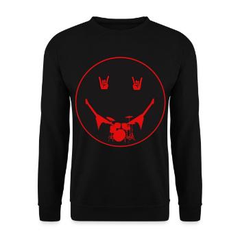 Rocker Drumset Silhouette Hände - Unisex Pullover - Schwarz - Vorne - Alina (178cm) & Michal (187cm)