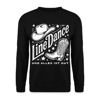 Line Dance und alles ist gut - Unisex Pullover - Schwarz - Vorne - Alina (178cm) & Michal (187cm)