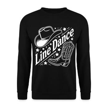 Line Dance Cowboy Motiv Hut Boots - Unisex Pullover - Schwarz - Vorne - Alina (178cm) & Michal (187cm)