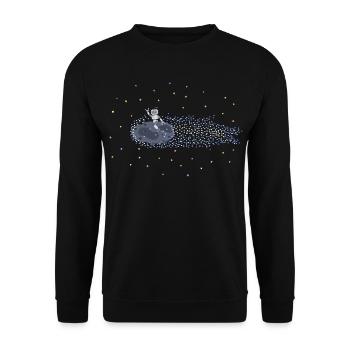 Roboter auf Meteoroid - Unisex Pullover - Schwarz - Vorne - Alina (178cm) & Michal (187cm)