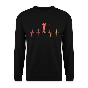 Sunset Golf Golfers Herzschlag - Unisex Pullover - Schwarz - Vorne - Alina (178cm) & Michal (187cm)