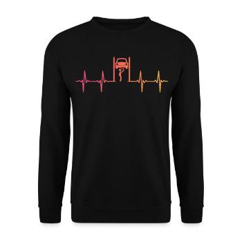 Sunset Heartbeat mechanic car garage - Unisex Sweatshirt - black - Front - Alina (178cm) & Michal (187cm)