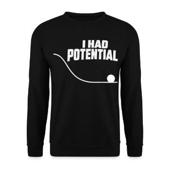 Ich hatte potenzielle Energie-Physique Humou - Unisex Pullover - Schwarz - Vorne - Alina (178cm) & Michal (187cm)