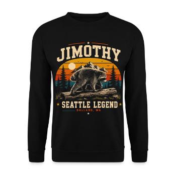 Vintage Waschbär Jimothy Vollmondsonnenuntergang - Unisex Pullover - Schwarz - Vorne - Alina (178cm) & Michal (187cm)