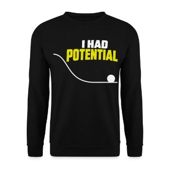 Ich hatte potenzielle Energie-Physique Humou - Unisex Pullover - Schwarz - Vorne - Alina (178cm) & Michal (187cm)