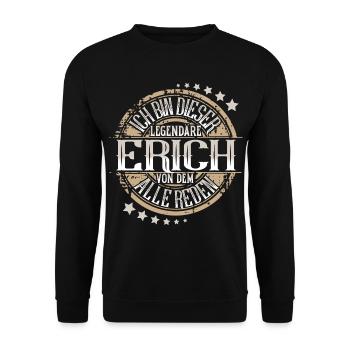 Erich - Unisex Pullover - Schwarz - Vorne - Alina (178cm) & Michal (187cm)