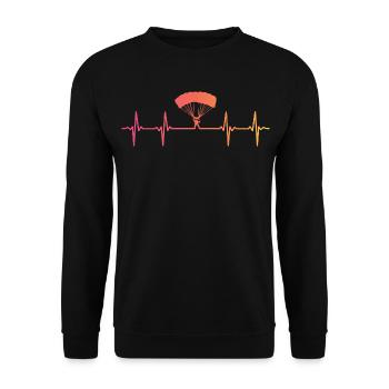 Gleitschirmfliegen Sonnenuntergang Herzschlag-Gleitschirm - Unisex Pullover - Schwarz - Vorne - Alina (178cm) & Michal (187cm)
