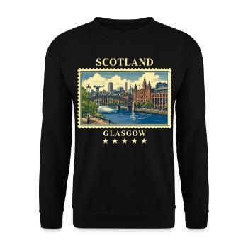 Schottland_Glasgow_Vintage_Reisemarke - Unisex Sweatshirt - black - Front - Alina (178cm) & Michal (187cm)