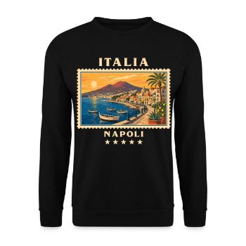 Italien Neapel Vintage Reisemarke - Unisex Pullover - Schwarz - Vorne - Alina (178cm) & Michal (187cm)