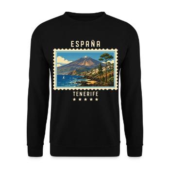 Spanien Teneriffa Vintage Reisemarke - Unisex Pullover - Schwarz - Vorne - Alina (178cm) & Michal (187cm)