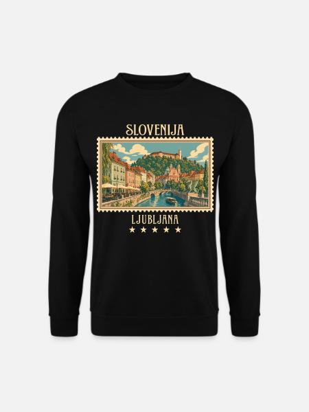 Slowenien Ljubljana Vintage Reisemarke - Unisex Pullover - Schwarz