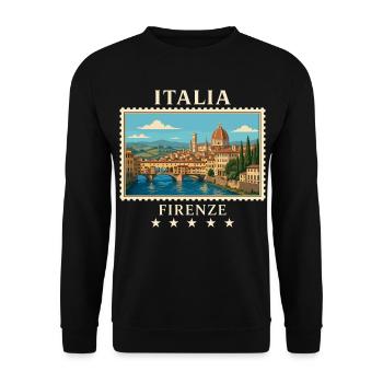 Italien Florenz Vintage Reisemarke - Unisex Pullover - Schwarz - Vorne - Alina (178cm) & Michal (187cm)