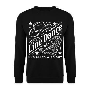 Line Dance Cowboyhut Stiefel Grafik - Unisex Pullover - Schwarz - Vorne - Alina (178cm) & Michal (187cm)