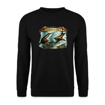 Lions of the Sea – Vintage Sea Lion Wildlife - Unisex Sweatshirt - black - Front - Alina (178cm) & Michal (187cm)