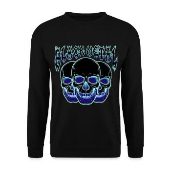 Neon Schädel Trio Blau - Unisex Pullover - Schwarz - Vorne - Alina (178cm) & Michal (187cm)