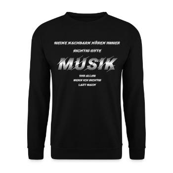Lustiger Metallic-silberner Schriftzug für Metal - Unisex Pullover - Schwarz - Vorne - Alina (178cm) & Michal (187cm)
