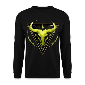 Stier-Erdzeichen – Tierkreis von Kék-Ina - Unisex Pullover - Schwarz - Vorne - Alina (178cm) & Michal (187cm)