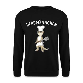 Herdmännchen – Erdmännchen am Grill - Unisex Pullover - Schwarz - Vorne - Alina (178cm) & Michal (187cm)